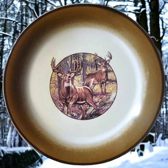 1 Vtg Buck Wear Dinner Plate MHS Great Ideas White Tail Deer Buck Hunting Cabin - Picture 1 of 4